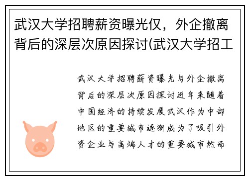 武汉大学招聘薪资曝光仅，外企撤离背后的深层次原因探讨(武汉大学招工)