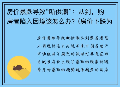 房价暴跌导致“断供潮”：从到，购房者陷入困境该怎么办？(房价下跌为什么导致断供)